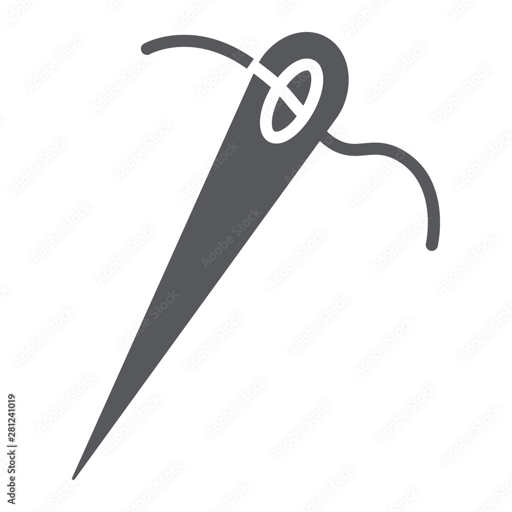 Sewing needle glyph icon, tailor and sew, needlework sign, vector graphics, a solid pattern on a white background. Sewing needle glyph icon, tailor and sew, needlework sign, vector graphics, a solid pattern on a white background.