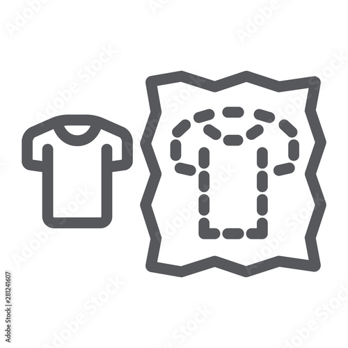 Sewing pattern line icon, dressmaking and sew, clothing pattern sign, vector graphics, a linear pattern on a white background.