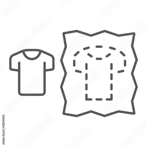 Sewing pattern thin line icon, dressmaking and sew, clothing pattern sign, vector graphics, a linear pattern on a white background.