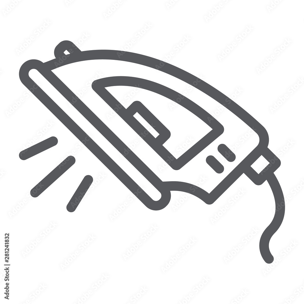 Iron line icon, electronics and device, home appliance sign, vector graphics, a linear pattern on a white background. Iron line icon, electronics and device, home appliance sign, vector graphics, a linear pattern on a white background.