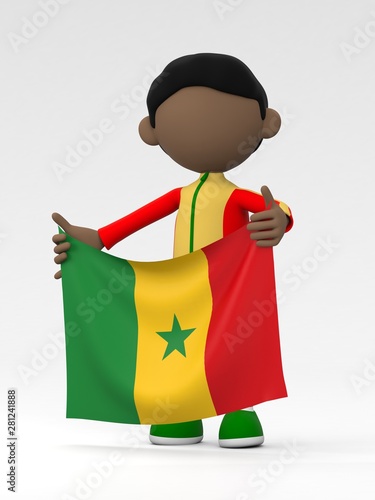 国旗を掲げるセネガルのスポーツ選手