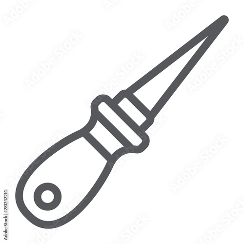 Awl line icon, craft and sew, pricker sign, vector graphics, a linear pattern on a white background.