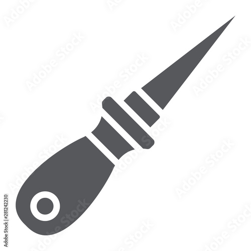 Awl glyph icon, craft and sew, pricker sign, vector graphics, a solid pattern on a white background.