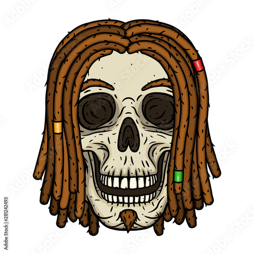 Rastaman Skull. Vector illustration isolated on white background.