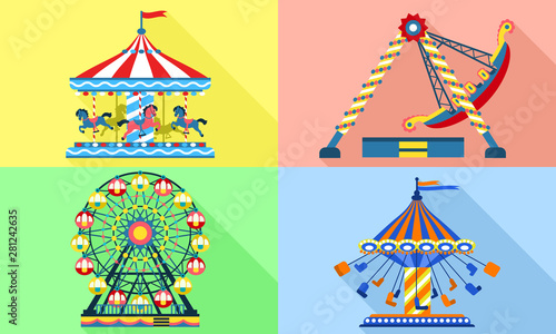 Carousel icons set. Flat set of carousel vector icons for web design