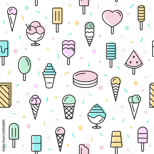 Ice cream icon seamless pat...