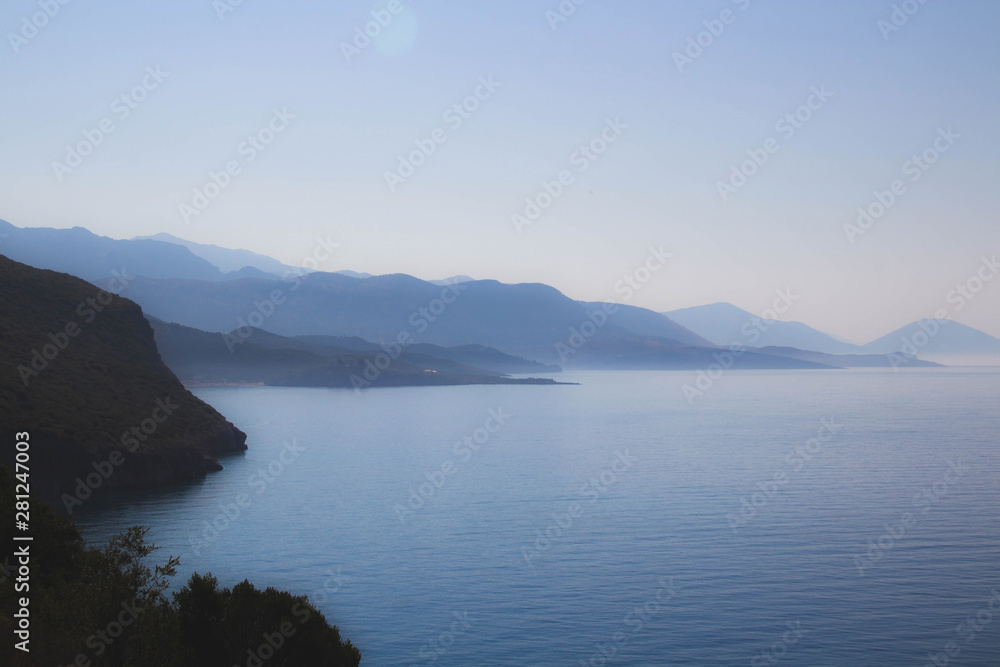 Beautiful view to Adriatic sea coast  Gjipe beach, Albania