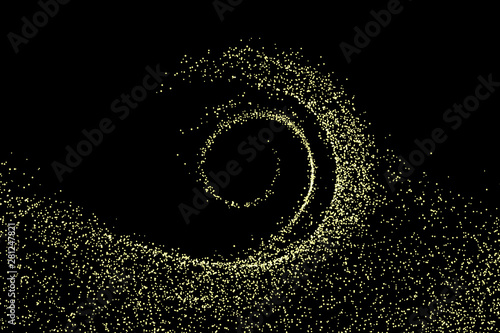 Abstract golden particles light wave