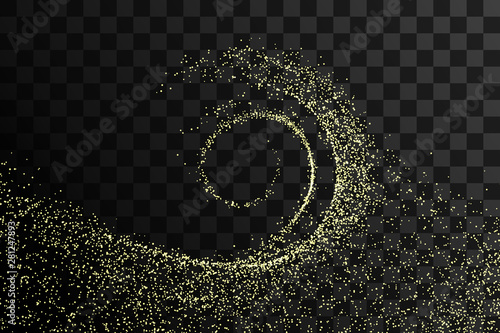 Abstract golden particles light wave