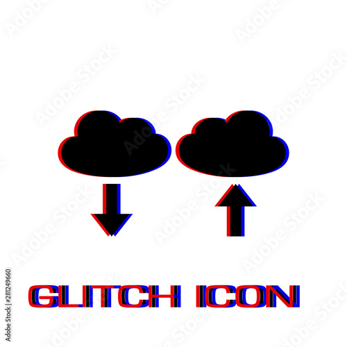 Cloud download and upload icon flat.