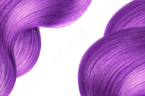 Purple shiny hair as background. Copyspace