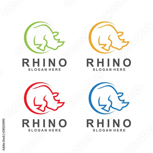 rhino logo template, animal design vector, zoo