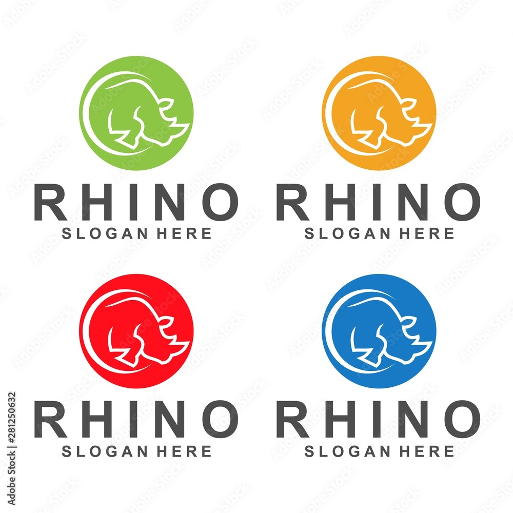 rhino logo template, animal design vector, zoo rhino logo template, animal design vector, zoo