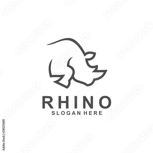 rhino logo template, animal design vector, zoo