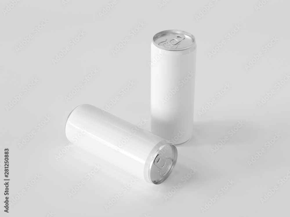 White energy drink can on white background. Mock up. 3D rendering White energy drink can on white background. Mock up. 3D rendering