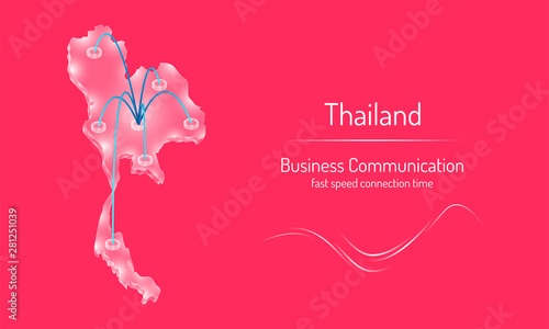 business communication fast speed network connection time on emerald crystal white glass thailand is location map. vector illustration esp10