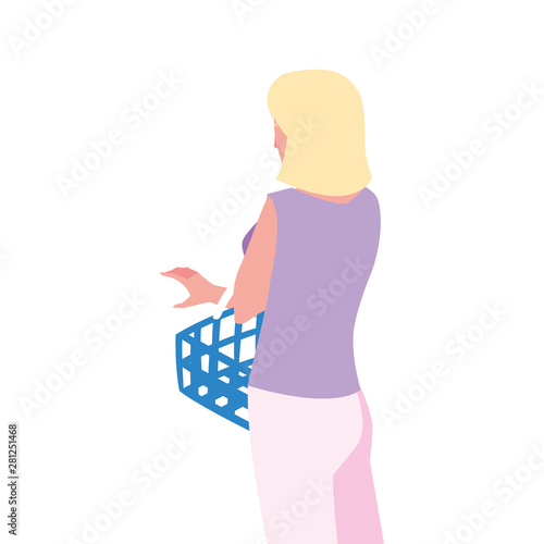 customer woman with basket shop