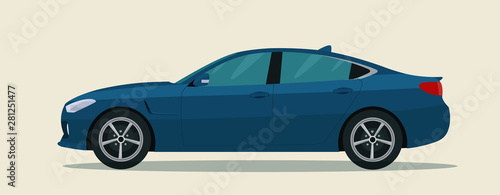 Sport sedan isolated. Vector flat style illustration