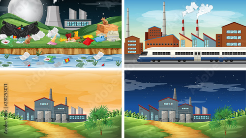 Set of polluted scenes