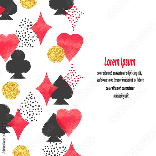 Playing cards suits background. Poker border.