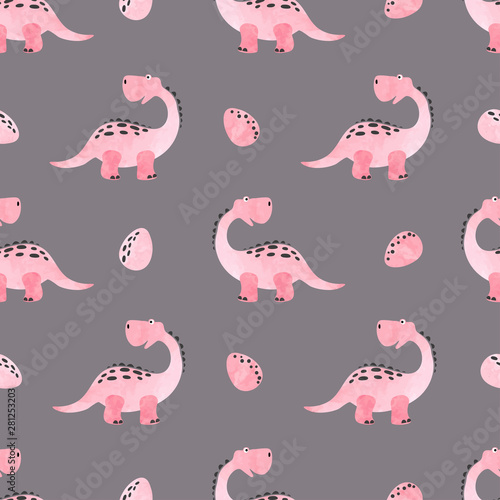 Seamless vector cartoon dinosaurs pattern for kids.