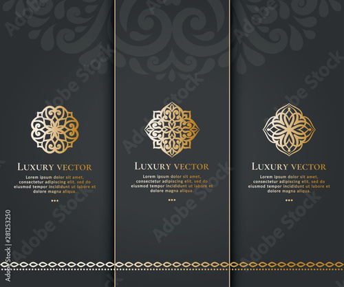 Set of luxury vector emblem with elegant, classic elements. Can be used for logo and monogram. Great for invitation, flyer, menu, brochure, background or any desired idea.