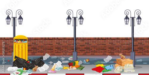 Street scene with rubbish