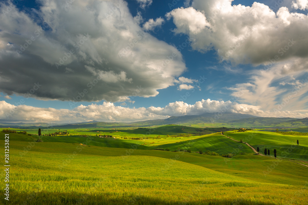 Obraz premium Impressive autumn landscape,view with cypresses Tuscany,Italy