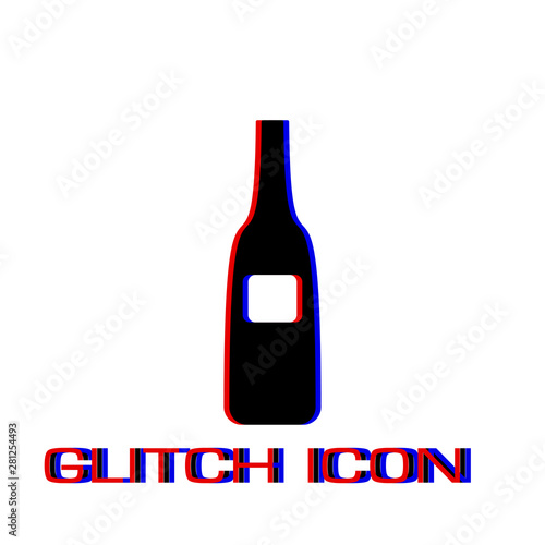 Wine bottle icon flat
