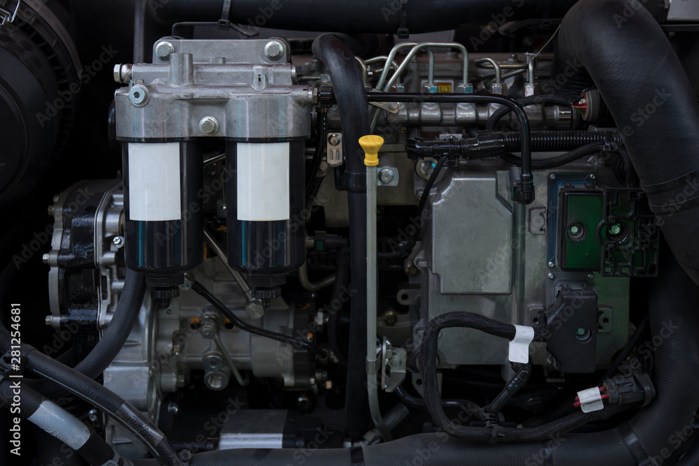 Element of engine system of new modern agricultural tractor or combine or harvester Element of engine system of new modern agricultural tractor or combine or harvester