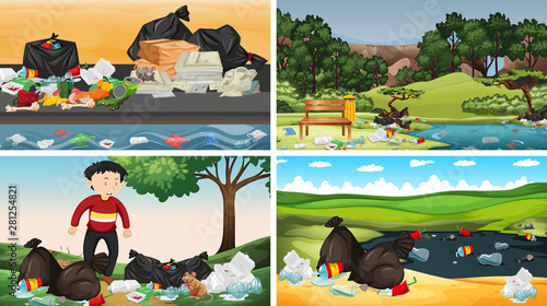 Set of polluted scenes