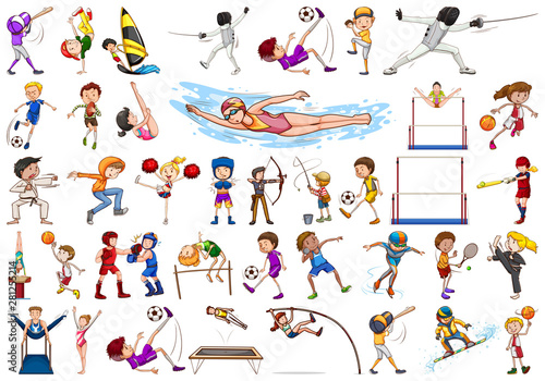 Sport activities by boys, girls, kids, athletes isolated
