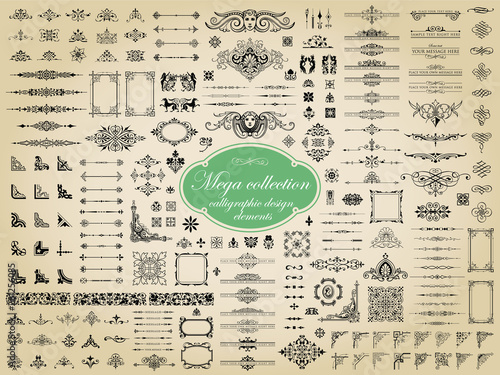 Mega collection of vector calligraphic design elements