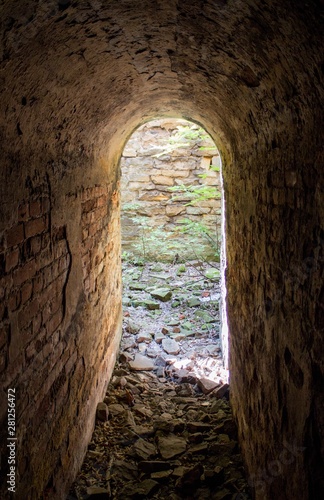 old door in stone wall