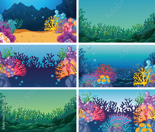 Set of scenes in nature setting