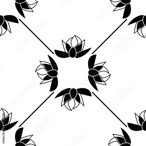 abstract floral seamless pattern with flowers, netting and leaves