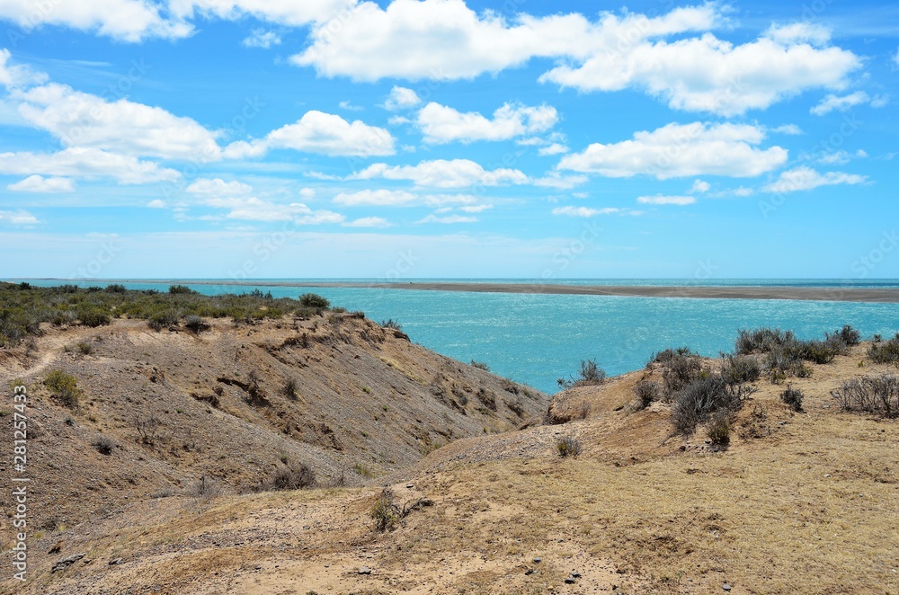 Panoramic view on the Valdes Peninsula in Argentina, Patagonia Panoramic view on the Valdes Peninsula in Argentina, Patagonia