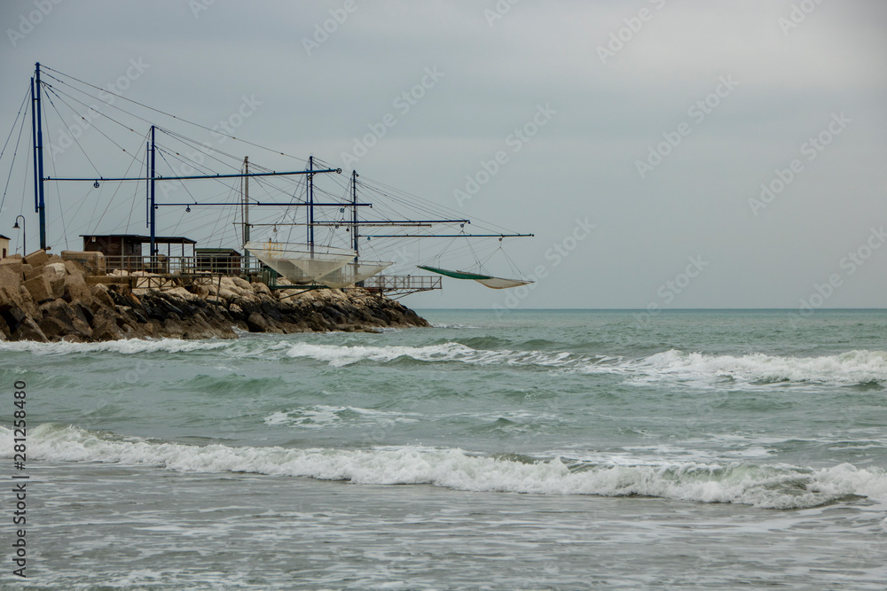 fishing net on the beach of Senigallia fishing net on the beach of Senigallia