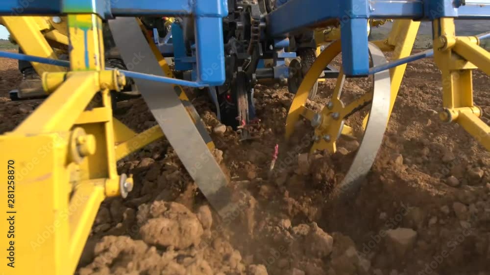 farmers on a tractor planting grapevines - Video farmers on a tractor planting grapevines - Video