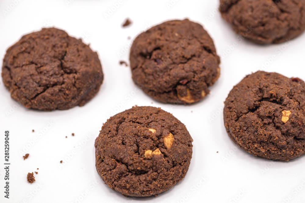 Tasty chocolate cookies isolate on white background. Tasty chocolate cookies isolate on white background.