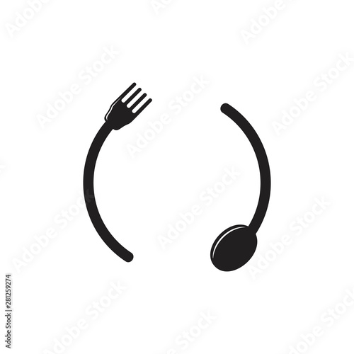 circle rotation arrow spoon fork logo vector