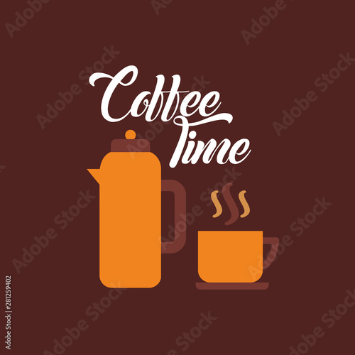 Coffee cup and kettle vector design