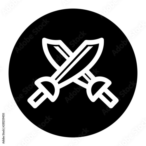 	 Crossed scimitar swords icon. Two sabers or cavalry swords. Vector illustration.