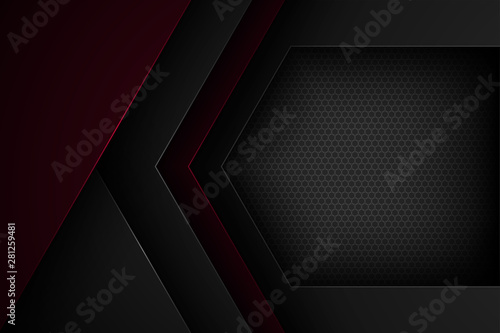 Black abstract vector background with overlapping characteristics.