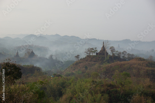 The pagodas in Mrauk-U Myanmar