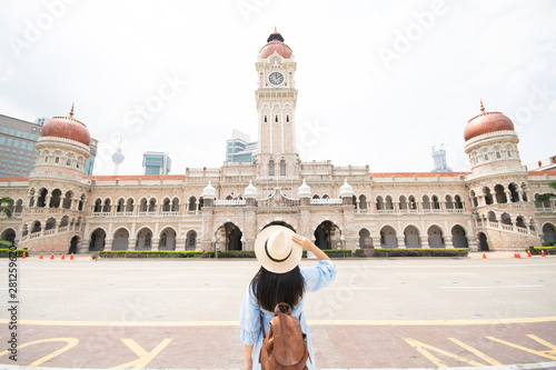 Tourist is sightseeing at The Sultan Abdul Samad building is located in front of the Merdeka Square in Jalan Raja,Kuala Lumpur Malaysia.