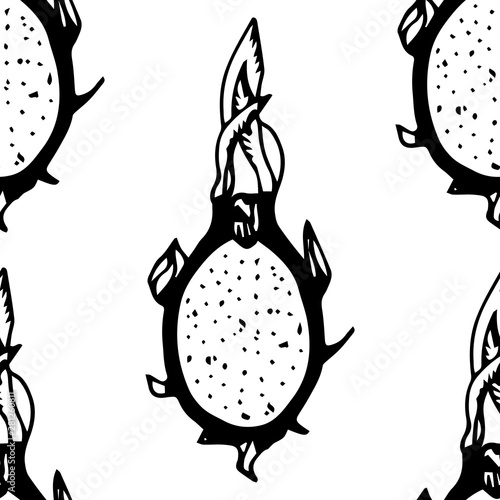 pitaya, pitahaya tropical fruit seamless pattern