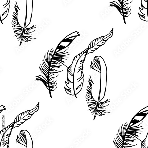 Canvas Print Mockingjay feather seamless pattern hand drawn sketch