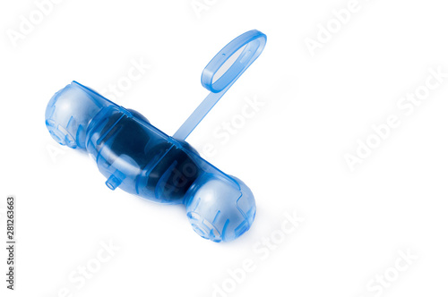 фотографія Blue hanging toilet refresher isolated on white bacground