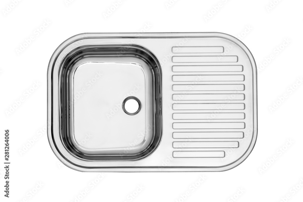 Top view of the empty sink kitchenware isolated on white with clipping path Top view of the empty sink kitchenware isolated on white with clipping path